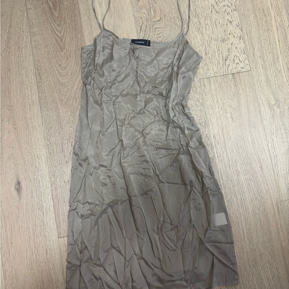 CIVIDINI Elegant Tan Slip Dress Made in Italy